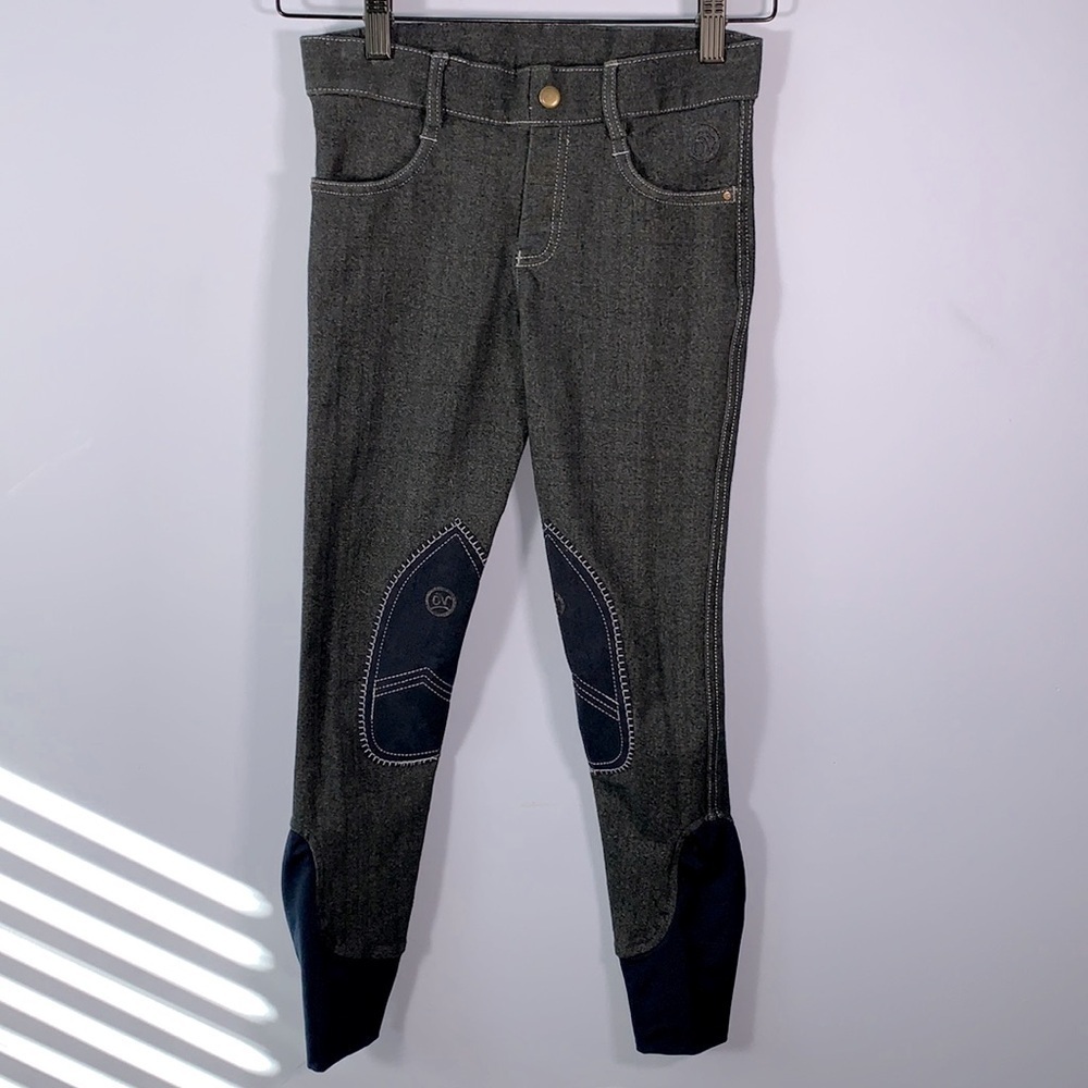 Ovation girls equestrian horse riding breeches size 10 indigo knee patch